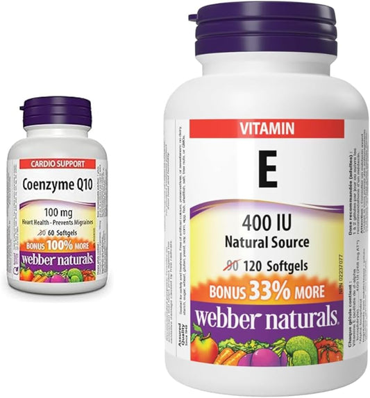 Webber Naturals 輔酶 Q10 (CoQ10) 100 毫克 60 粒軟膠囊 + Webber Naturals 維生素 E 400 IU 120 粒軟膠囊