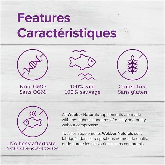 Webber Naturals Omega-3 700 毫克加强型,100 粒透明肠溶无鱼腥味软胶囊,支持心血管健康和大脑功能