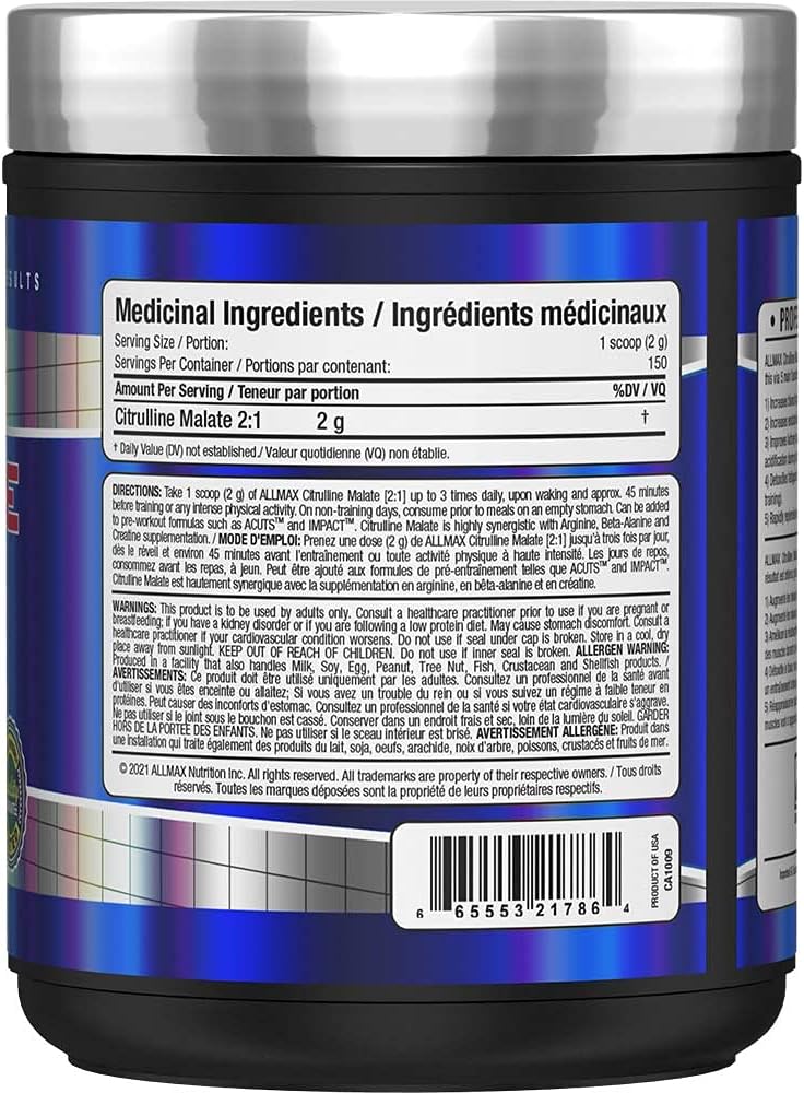 ALLMAX Nutrition - 2:1 瓜氨酸+蘋果酸 - 300 克,300 克