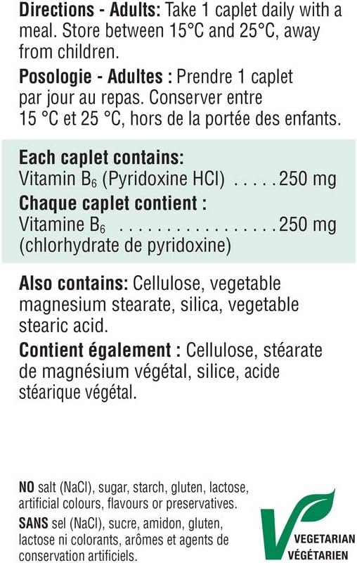 Jamieson 维生素 B6 吡哆醇 250 毫克,100 片(1 包)和维生素 B12 甲钴胺 1,000 微克速溶片 - 超值装