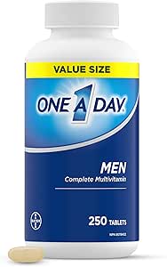 每日一片男士複合維生素 - 男士每日維生素 - 男士複合維生素,含維生素 A、維生素 C、維生素 D 和鋅(用於免疫支持)、維生素 E、維生素 B12、鎂、番茄紅素鈣,250 片