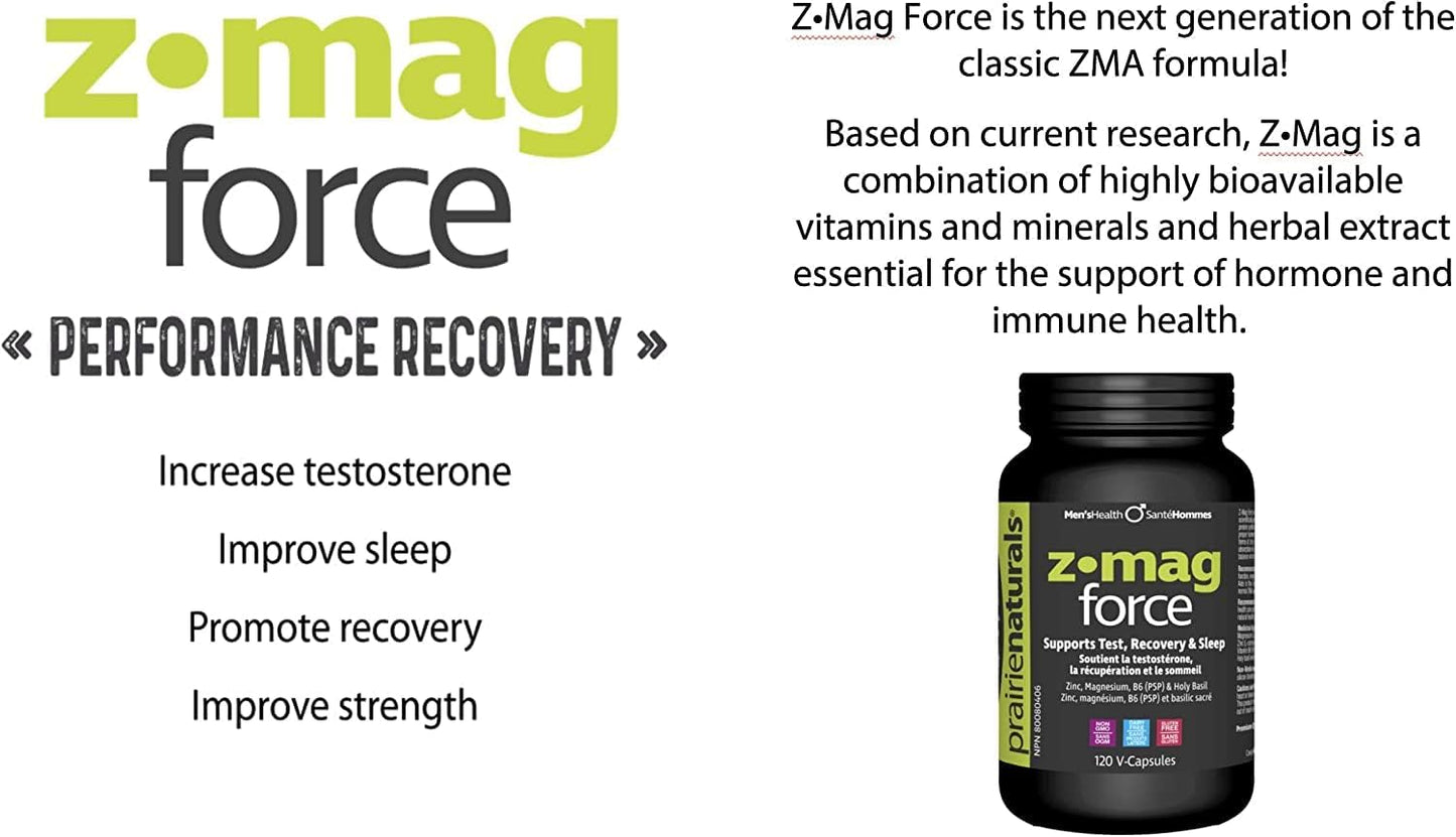 Prairie Naturals Z Mag Force 強健骨骼/牙齒,促進組織形成,維持肌肉功能。平衡電解質,維持正常的酸鹼代謝,形成紅血球。聖羅勒。鋅。鎂。維生素B6 P5P。改善睪酮…
