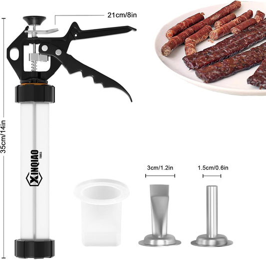 XINQIAO Beef Jerky Gun for Ground Meat, Plastic Jerky Cannon Comes with 3 Nozzles