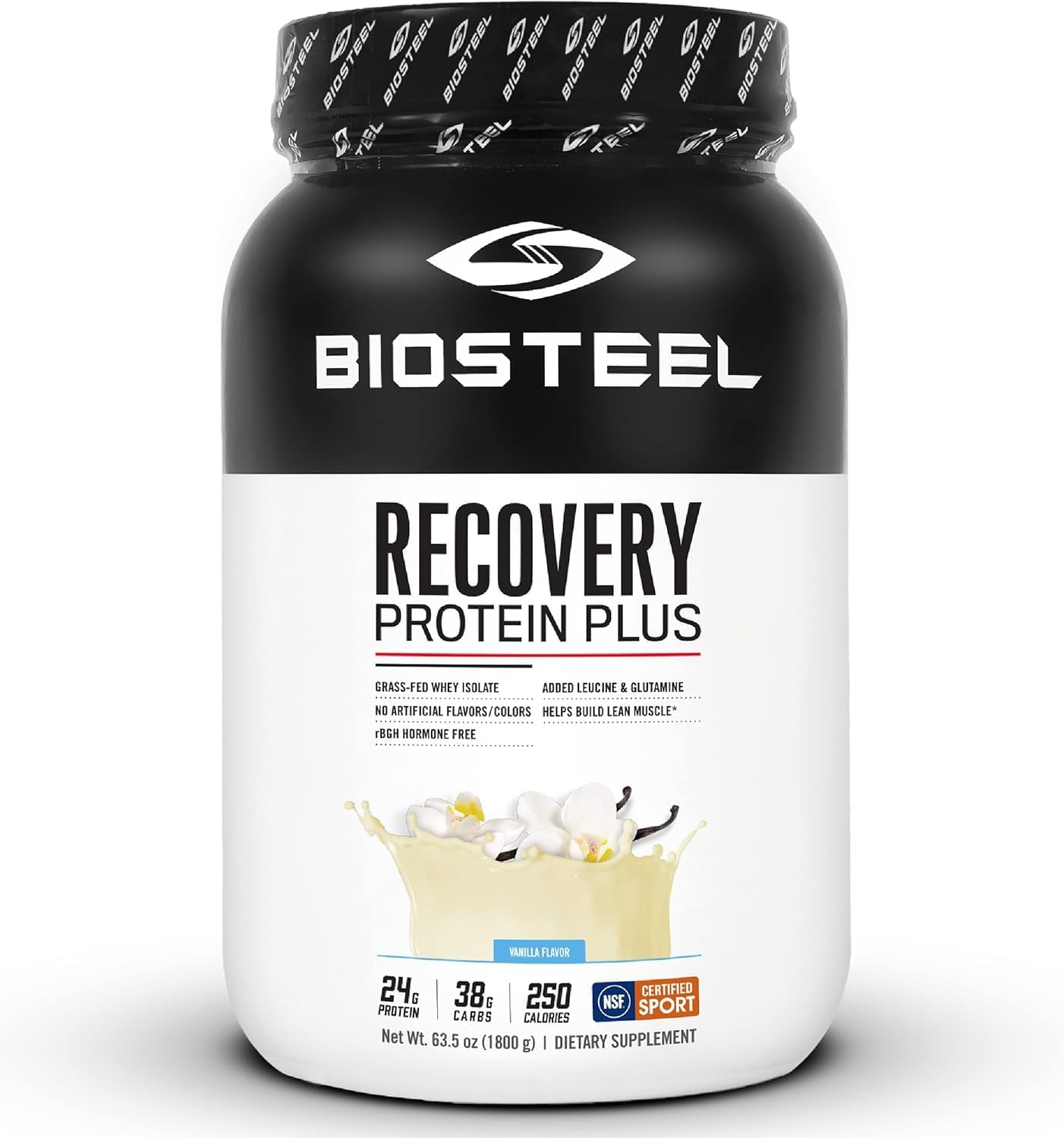 BioSteel Recovery Protein Plus,乳清蛋白,香草味 - 25 份 | 草飼蛋白,含必需胺基酸和支鏈胺基酸,有助於運動後恢復
