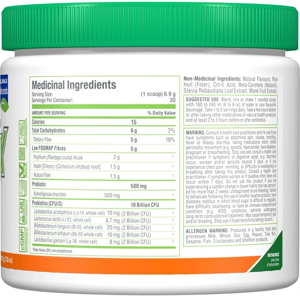 ALLMAX Naturals FiberBiotiX - 橙子味 - 高级益生元和益生菌纤维补充剂,促进消化健康和排毒(207克)