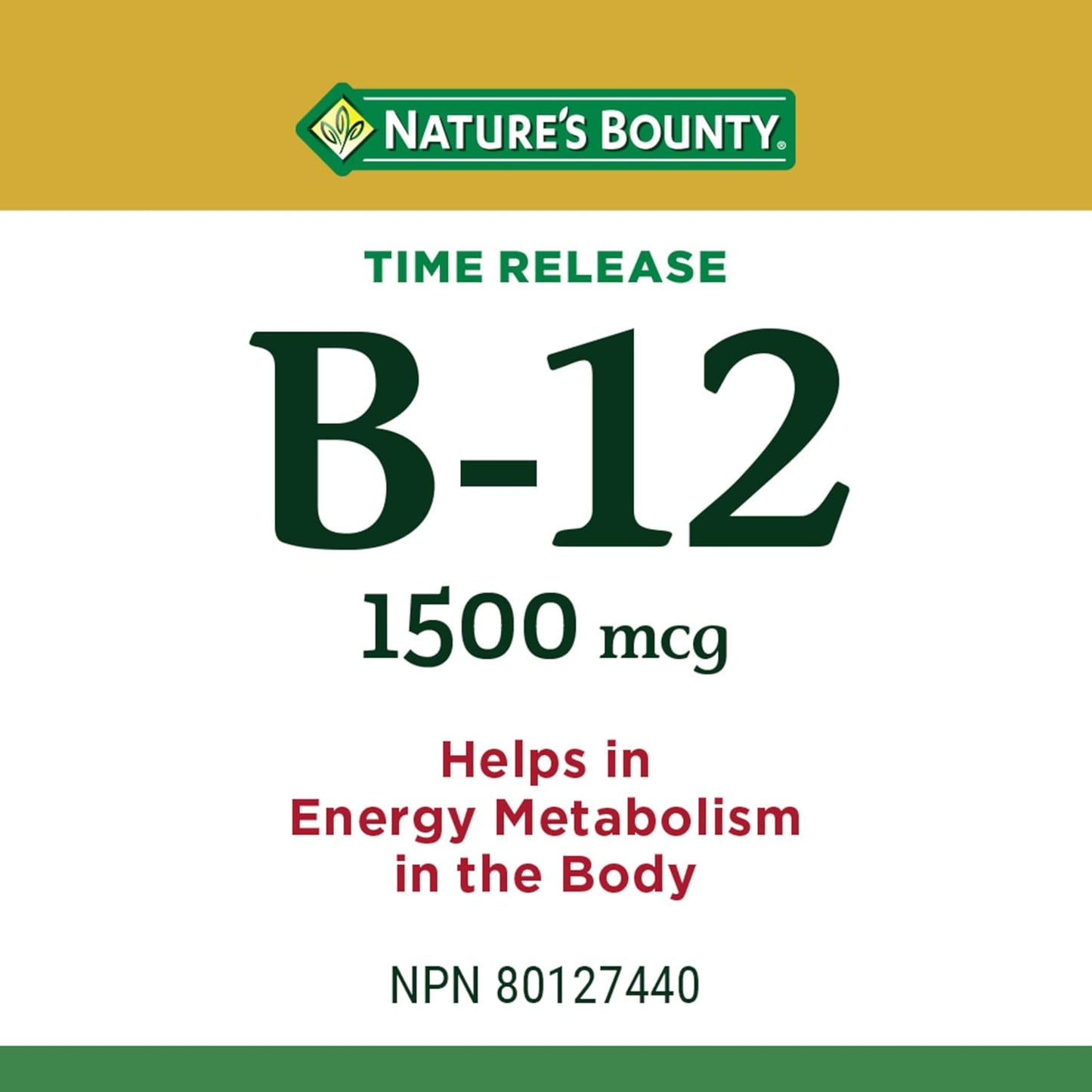 Nature's Bounty 緩釋維生素 B-12 1500mcg,有助於預防維生素 B-12 缺乏症