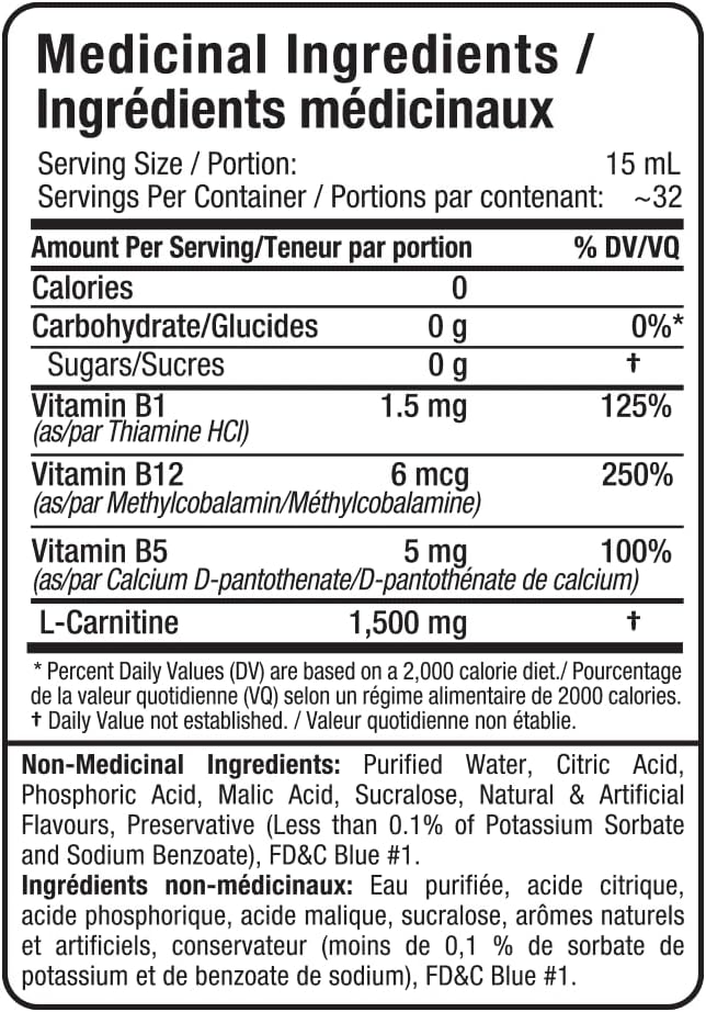 ALLMAX Nutrition - 左旋肉鹼液體 + 維生素 B5 - 藍莓莓 - 473 毫升