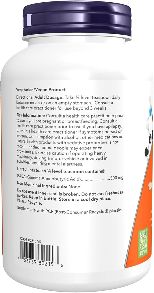 NOW Supplements,GABA(γ-氨基丁酸)粉,神經傳導物質支持,170克