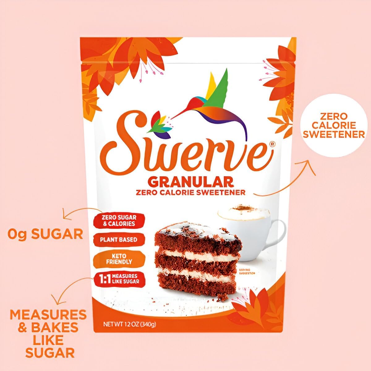 Swerve The Ultimate Sugar Replacement - Granular, 340 Grams, Pack of 6