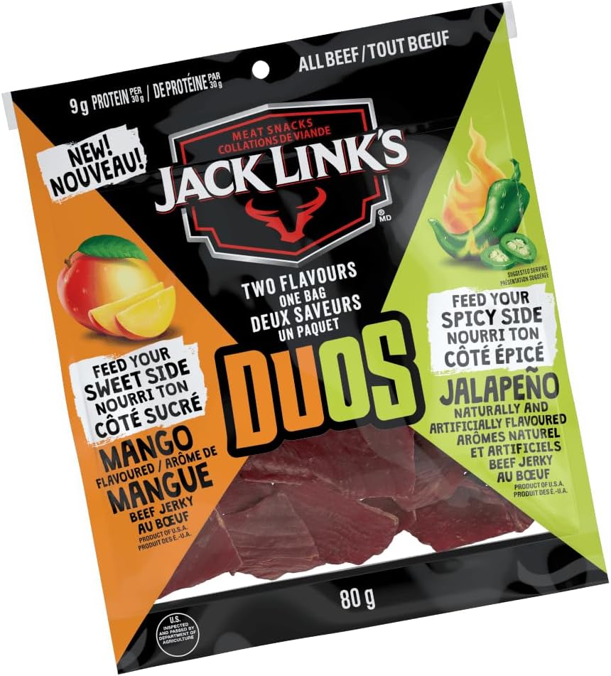 Jack Links 双味牛肉干,芒果和墨西哥辣椒口味,80克,9克蛋白质