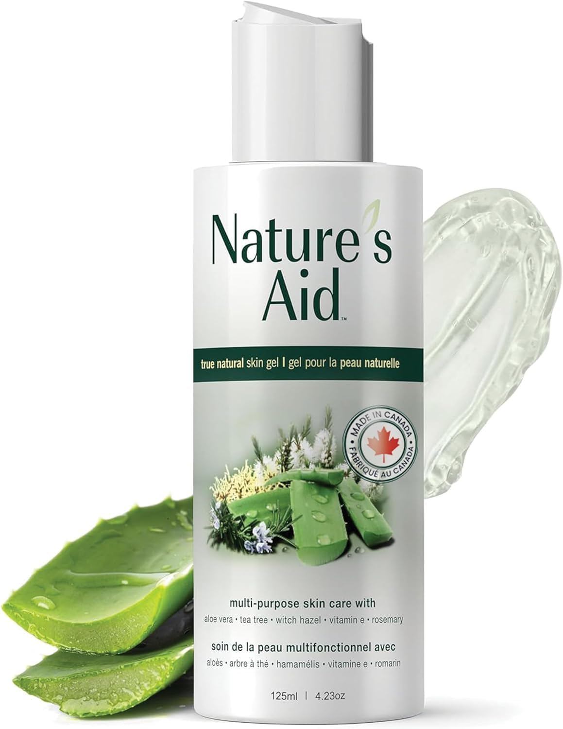 Nature’s Aid Original Skin Gel with Aloe Vera Extract for Dry, Flaky & Itchy | Facial Acne, Brown Spots, Toner & Cleanser | Sunburn | Rashes | Bug Bites & Stings | Shaving, Waxing & Laser
