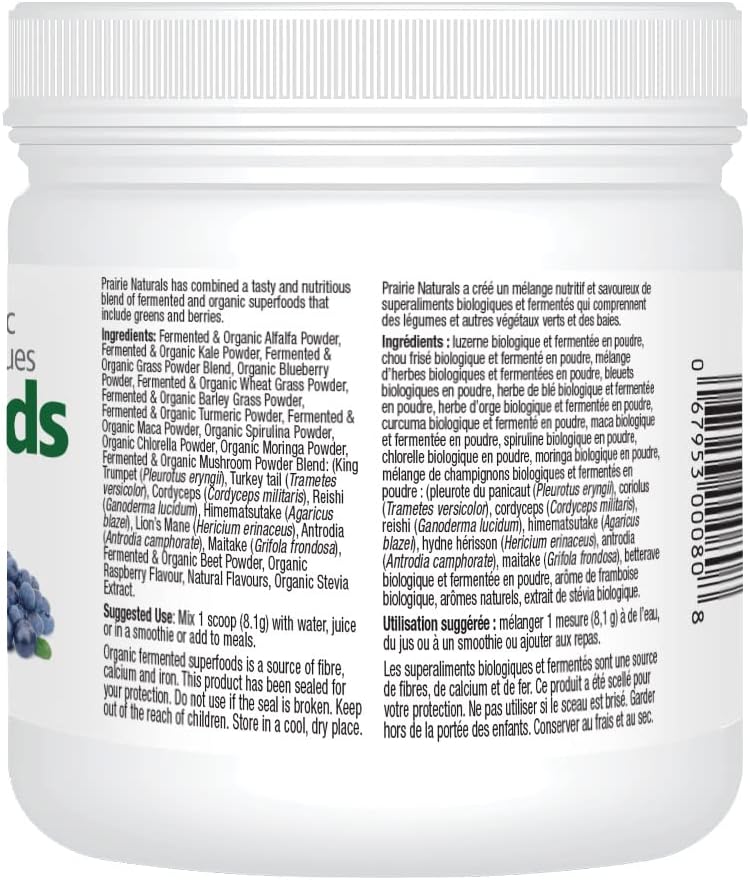 Prairie Naturals Fermented & Organic SuperFoods Green Foods & Fermented Mushroom Complex - 150 Gram
