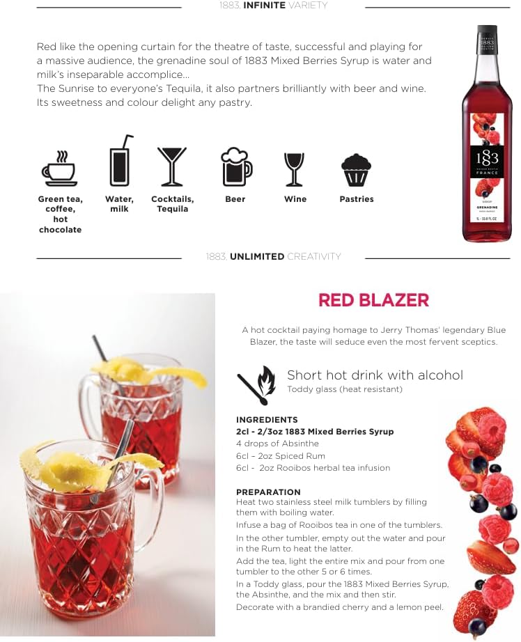 Maison Routin 1883 混合浆果味糖浆,1L 玻璃瓶