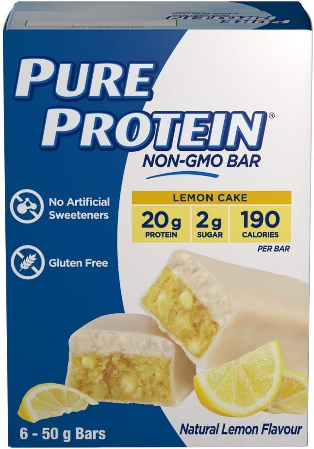Pure Protein Bars - Nutritious, Gluten Free Whey Protein Bars (Chocolate Deluxe + Lemon Cake)