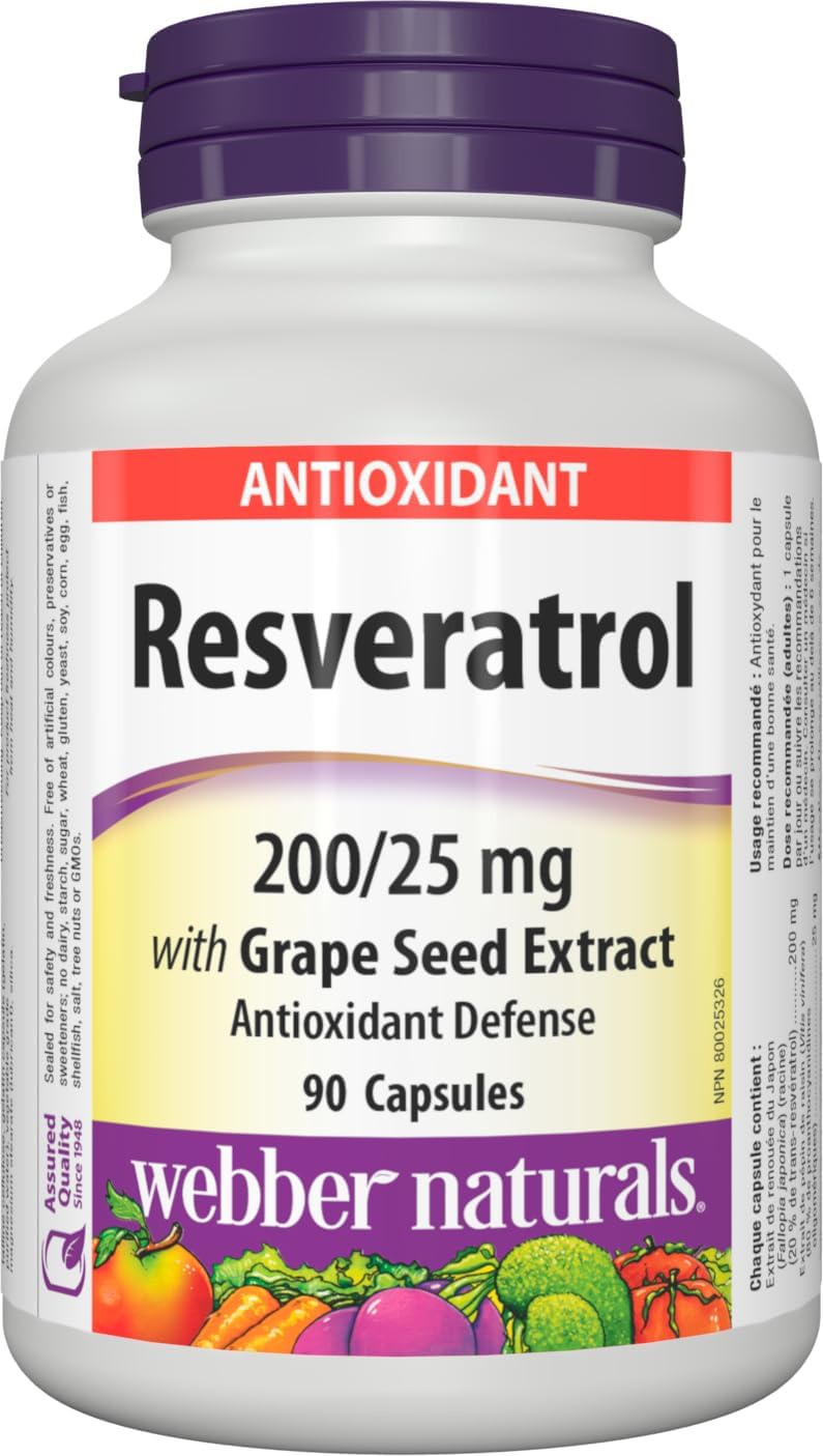 Webber Naturals 白藜芦醇与葡萄籽提取物,90 粒胶囊,抗氧化支持
