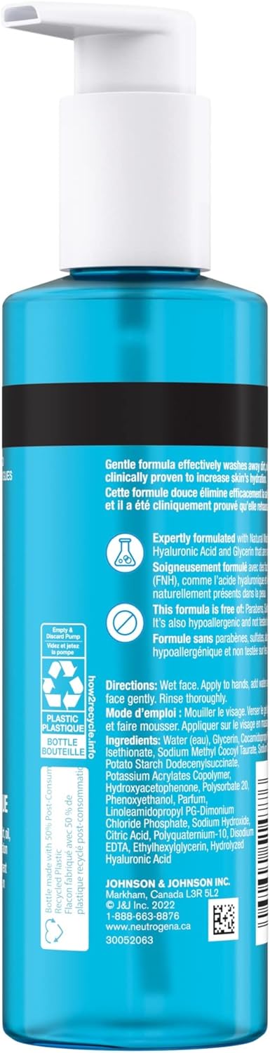 Neutrogena Moisturizer Neutrogena Hydro Boost Hyaluronic Acid Face Serum with Vitamin B5, Glycerin for Moisturized Skin, 29 Milliliters & Hydro Boost Hydrating Cleansing Gel 230mL