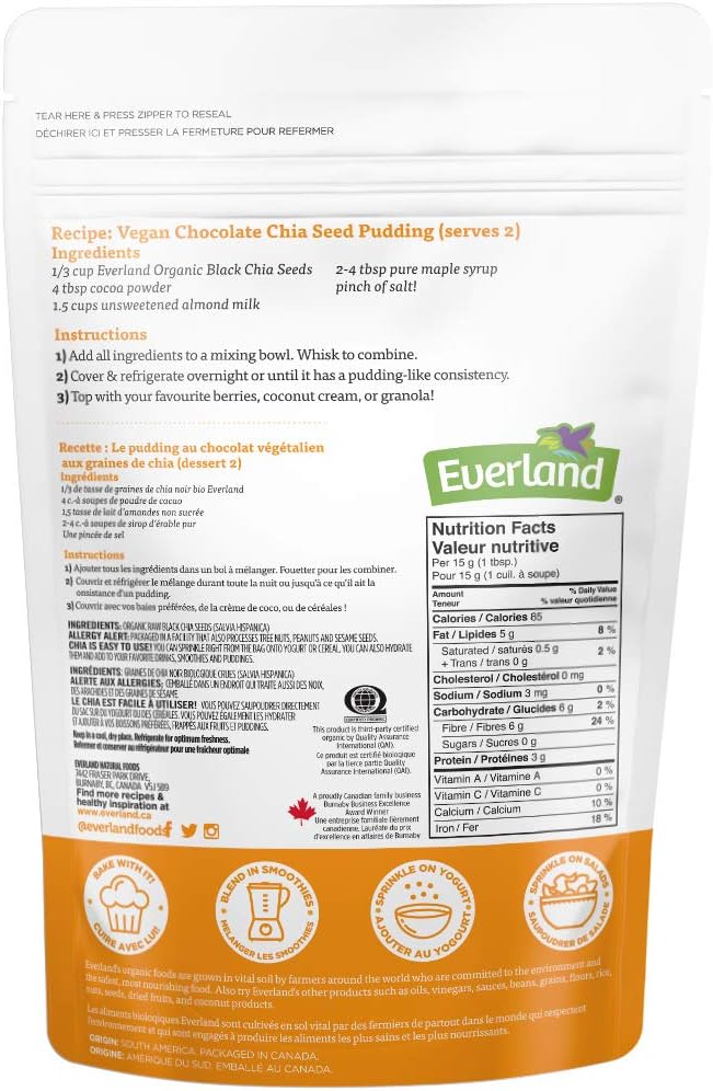 Everland Organic Chia Seeds Black, 340gm