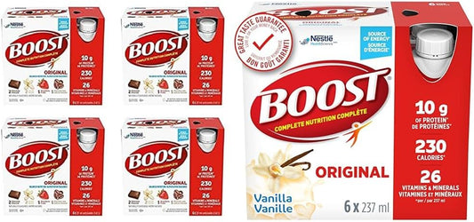 BOOST Original Meal Replacement Drink, 237 ml, 6 Count Variety Pack (Box Of 4) (Packaging May Vary) & Original Meal Replacement Drink, Vanilla, 24 x 237 ml - PACKAGING MAY VARY