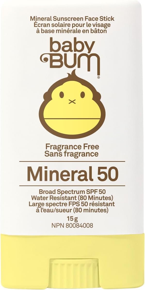Sun Bum Baby Bum Spf 50 防晒面部棒 | 矿物 UVA/UVB 面部和身体防护,适合敏感肌肤 | 无香型 | 旅行装 | 13g & 防晒润唇膏,酸橙味,Spf 30,酸橙味,4.25g