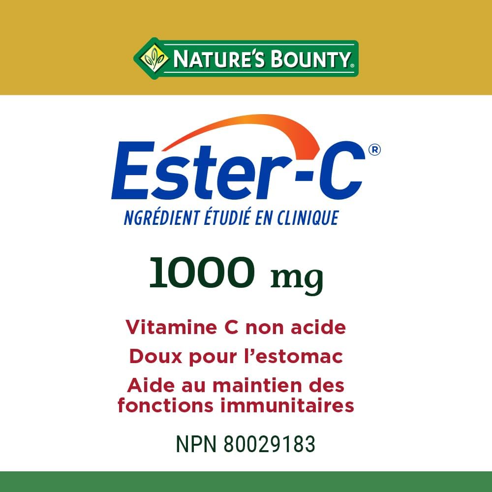 自然之宝酯化维生素 C,1000 毫克,经临床研究成分,非酸性,对胃无害,有助于增强免疫功能,支持骨骼、牙齿、软骨和牙龈,抗氧化,包衣片,190 克