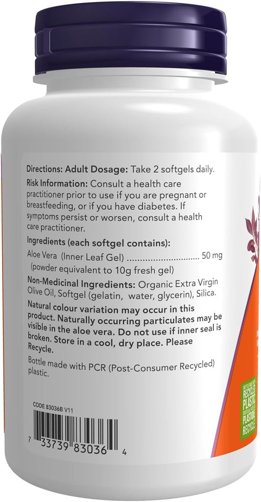 NOW Supplements, 蘆薈(庫拉索蘆薈)10,000 毫克,支持消化健康,100 粒軟膠囊