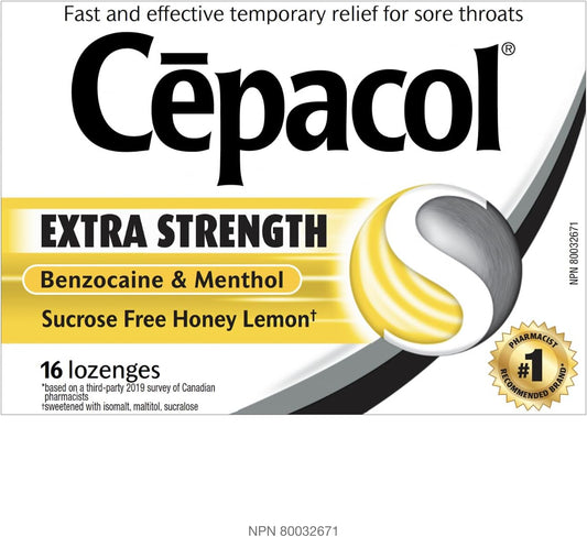 Cepacol 强效,无蔗糖,蜂蜜柠檬,咽喉痛润喉糖,16 粒