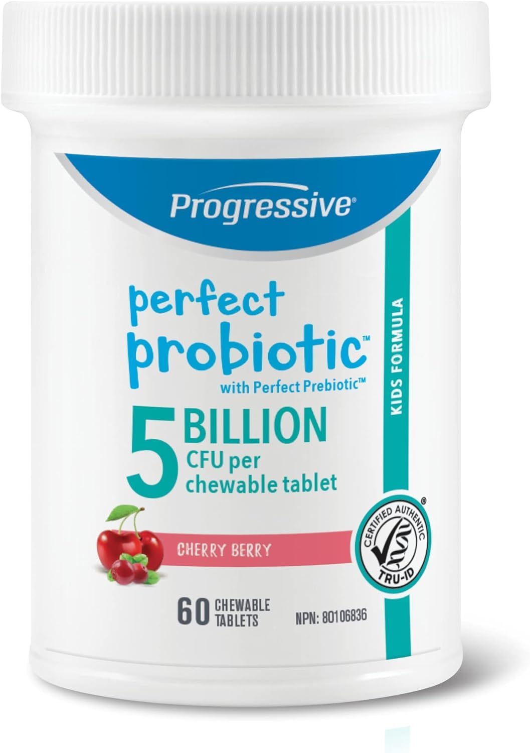 Progressive Perfect 益生菌儿童咀嚼片 5B,60 粒樱桃莓果味