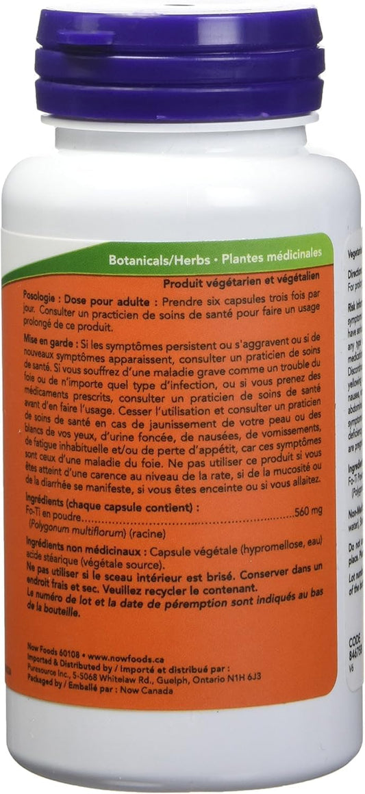 NOW Supplements 何首烏 560 毫克膠囊,100 粒