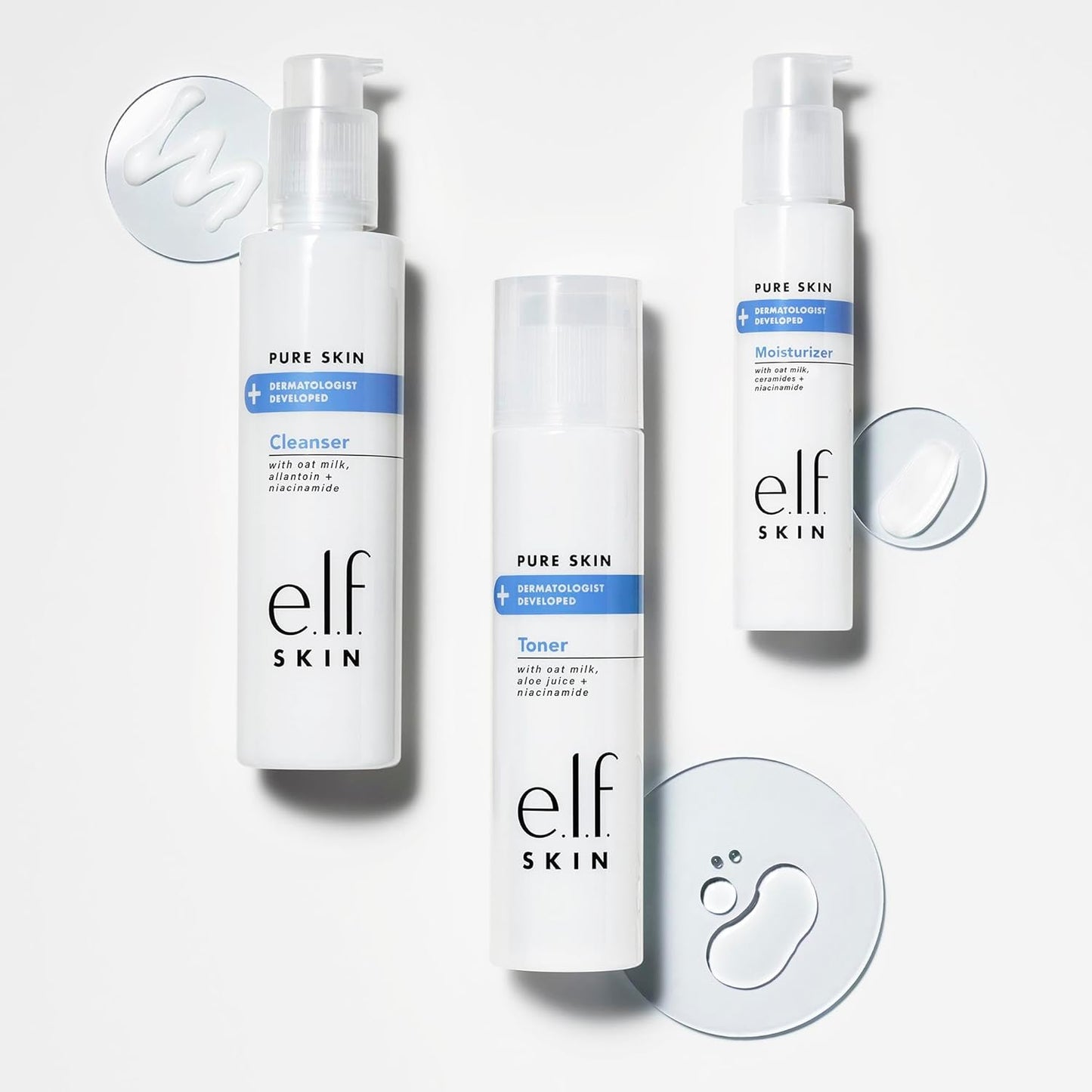 e.l.f. Cosmetics 純淨肌膚潔面乳,不起泡,質地柔滑,日常溫和潔面,去除污垢、油脂和雜質,不刺激,6 盎司,透明