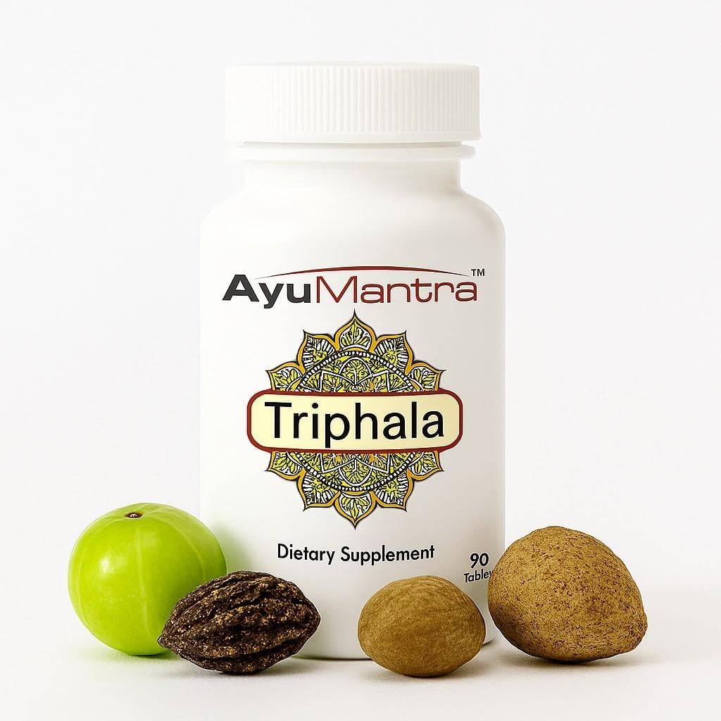 AyuMantra TriphalaTablets 阿育吠陀健康消化天然缓解片 1000 毫克/份 90 片