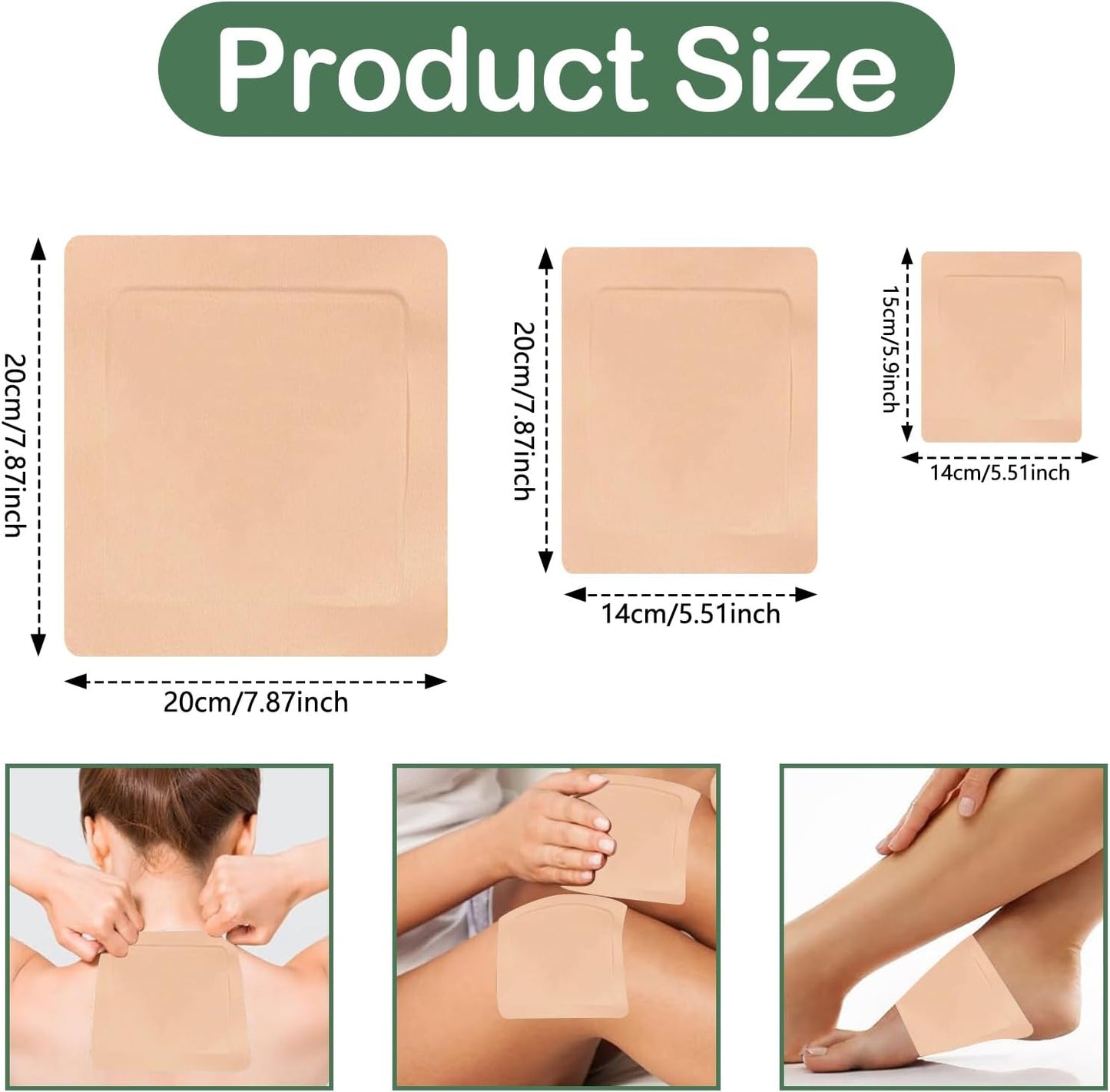 30Pcs Castor Oil Packs, Castor Oil Pack Wrap Organic Cotton, Self-Adhesive Castor Oil Patches, Small Disposable Castor Oil Patches, 3 Sizes Castor Oil Pack No Wash Leak Proof (Skin Tone)
