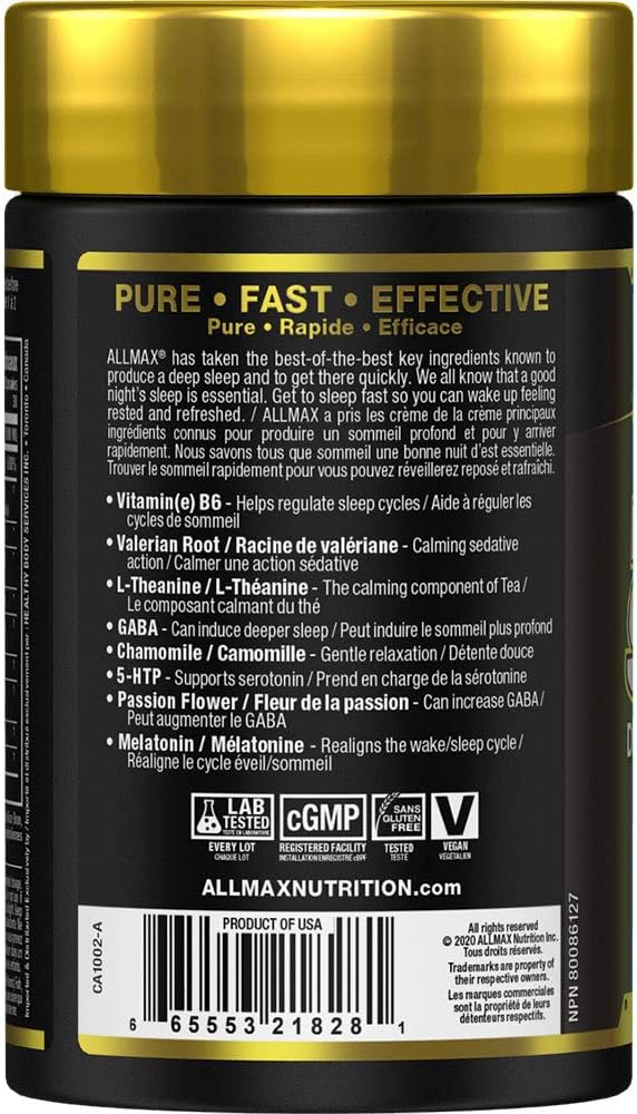 ALLMAX Nutrition - 熄灯睡眠 - 深度睡眠,助您获得更大益处,60 粒