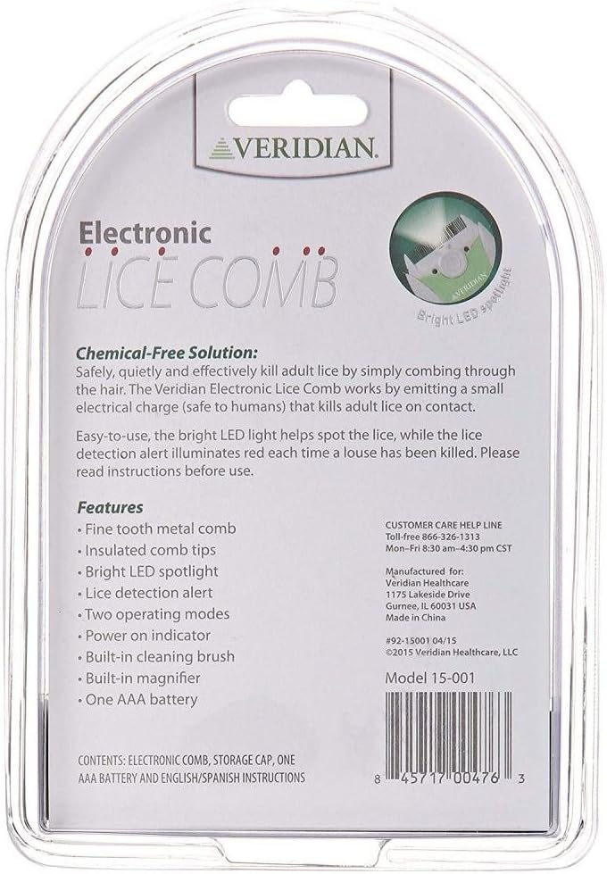 Veridian Healthcare Finito 電子除蝨梳,綠/白