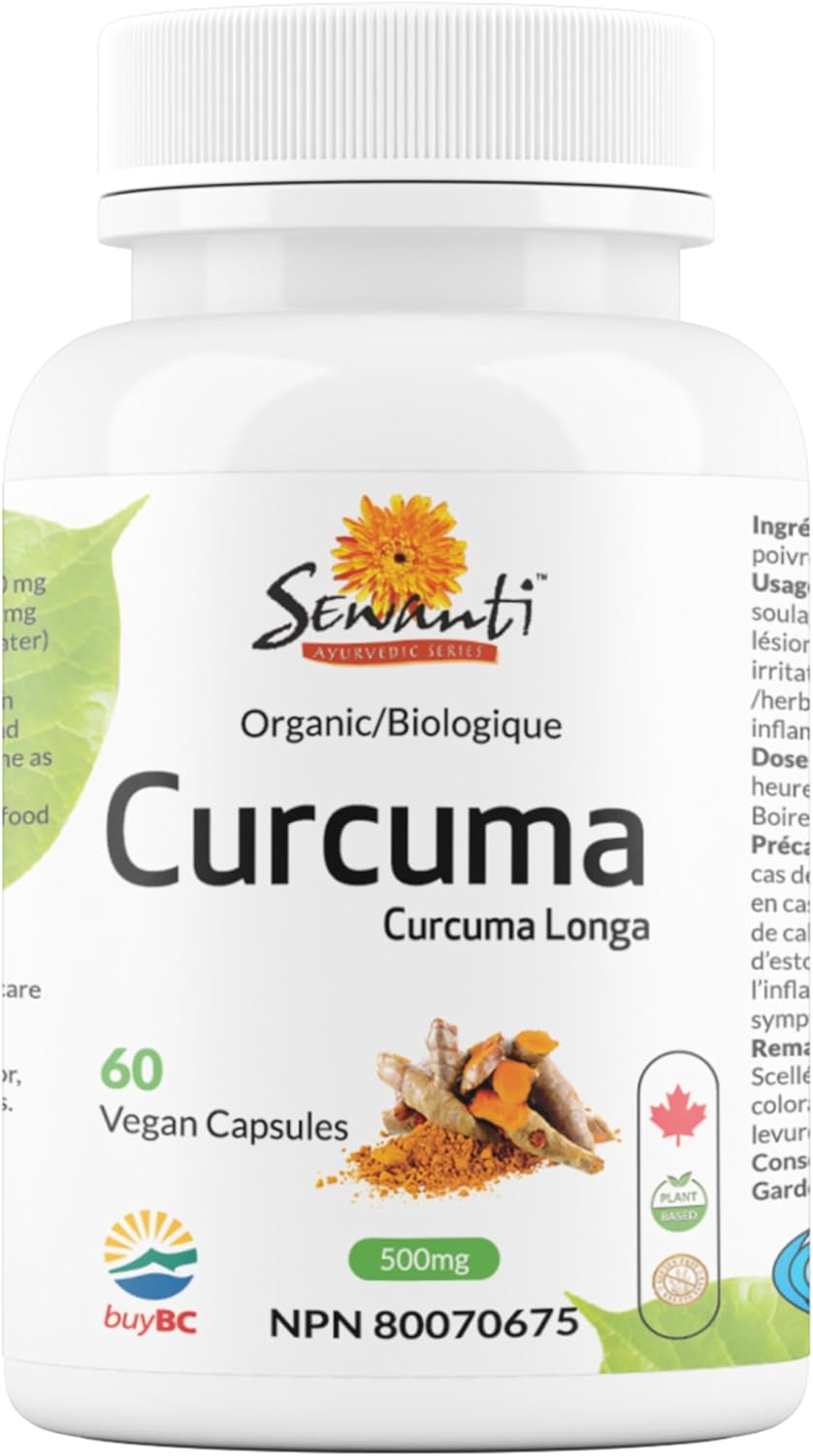 Sewanti 有機薑黃素萃取物 95% 含黑胡椒、印度長胡椒和生薑,用於緩解關節疼痛、肝臟保護劑,薑黃素萃取物 NPN 80070675,60 粒素食膠囊