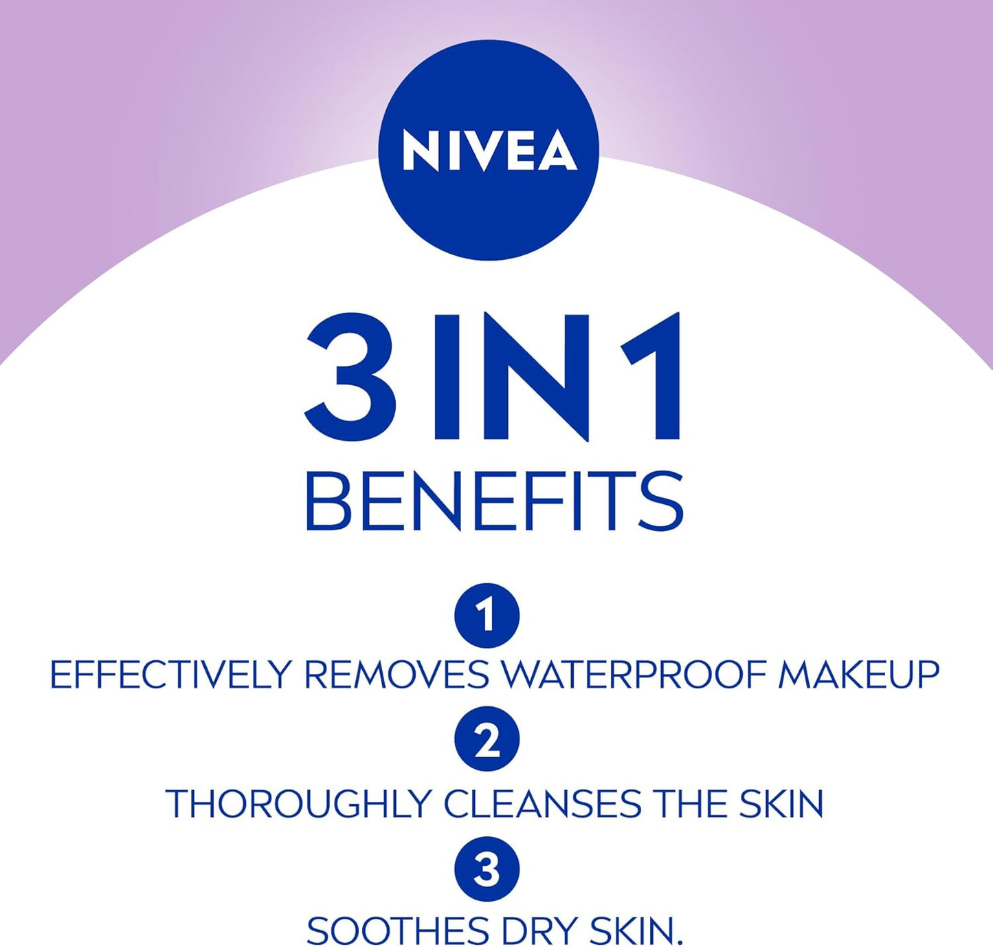 NIVEA 3-in-1 Biodegradable Face Cleansing & Makeup Removing Wipes for Sensitive Skin, 40 Wipes