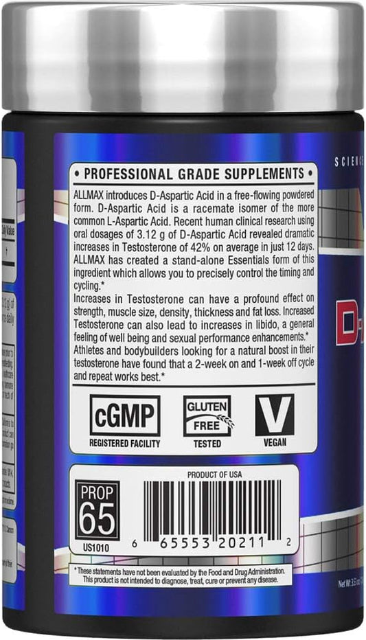 ALLMAX Nutrition - D-Aspartic Acid - 100% Pure Pharmaceutical Grade - 100 Gram