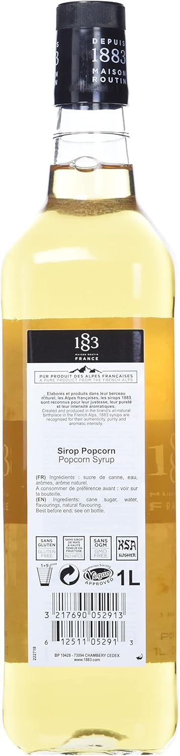 1883 Maison Routin Popcorn Flavour Syrup, 1L Glass bottle