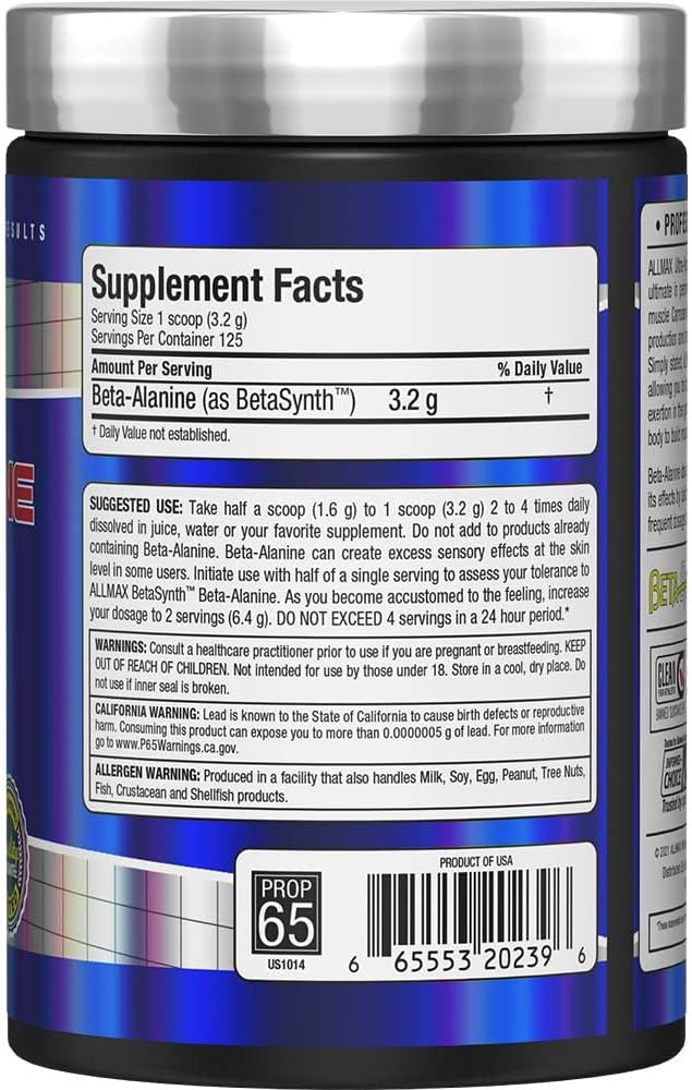 ALLMAX Nutrition - 100% Pure Maximum Strength + Absorption - Beta Alanine - 400 Gram & Nutrition 100% pharmaceutical grade maximum strength + absorption Taurine, 400g