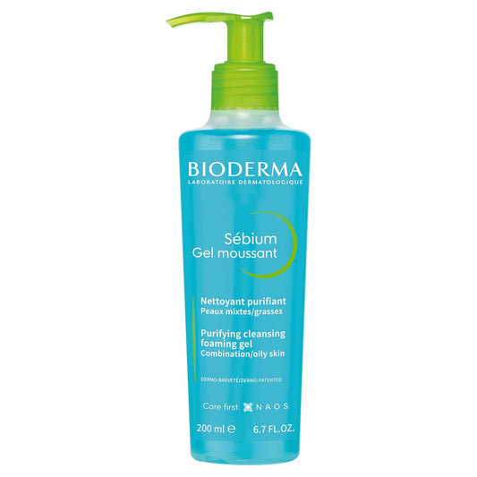 Bioderma Sébium 泡沫啫喱温和洁面乳,卸妆洁面乳,适合混合性至油性皮肤,6.7 液体盎司