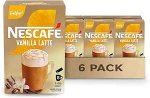 NESCAFÉ Gold Vanilla Latte Instant Coffee,, 48 Sachets, 8 Count (Pack of 6)