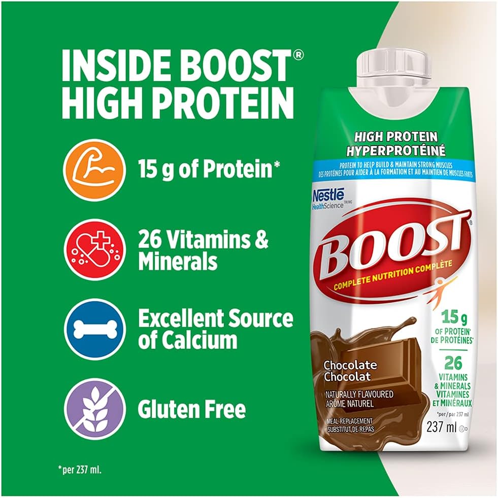 BOOST Original Meal Replacement Drink, 6x237ml Variety Pack, Case Pack of 4, Packaging May Vary & 15 g High Protein Meal Replacement Drink, Strawberry, 6x237ml, Case Pack of 4, Packaging May Vary