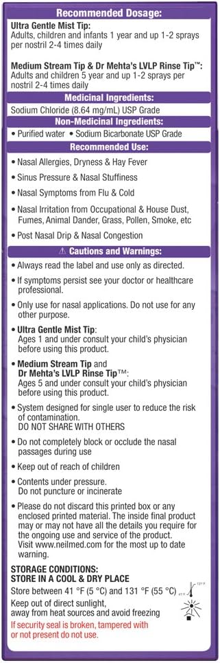 NeilMed Nasamist 多合一無菌生理食鹽水鼻噴霧劑,6 盎司