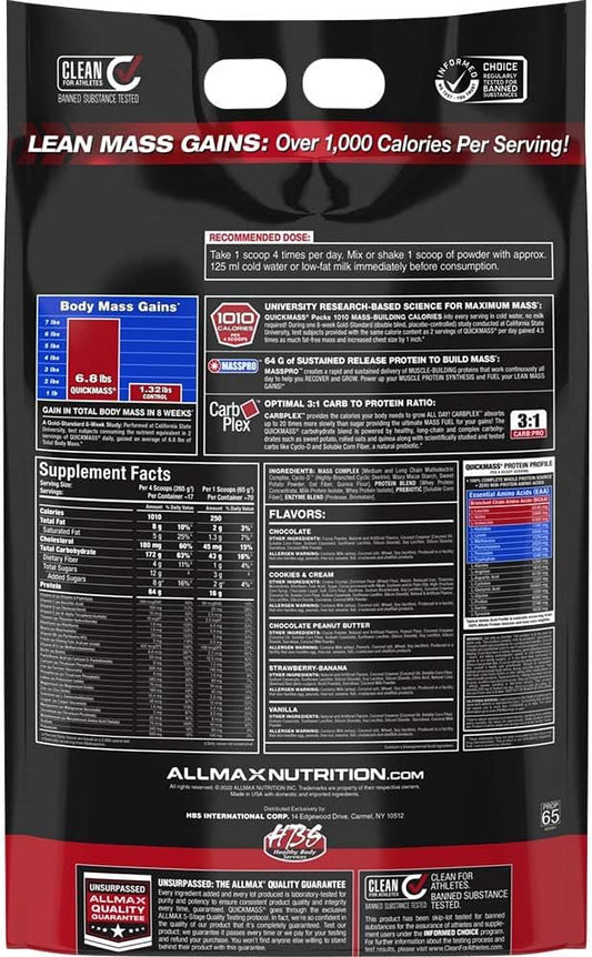 ALLMAX Nutrition - QUICKMASS - Weight Gainer & Rapid Gain Catalyst, Chocolate Peanut Butter, 10 Pound, 10 Lb