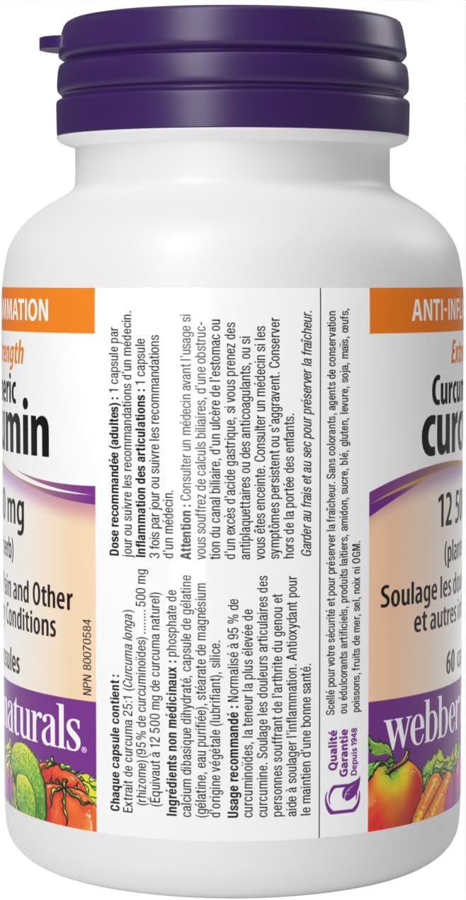 Webber Naturals 薑黃素強效膠囊,12,500 毫克生草本,60 粒膠囊,有助於消化、關節和抗氧化
