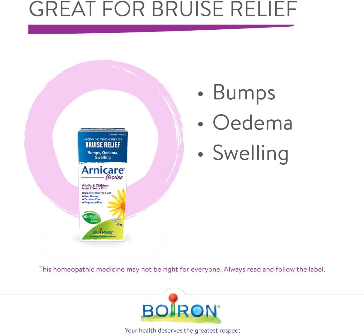 Arnica Montana 30ch,3 支装,Boiron 顺势疗法药物,多剂量管 & Arnicare 瘀伤肿胀、肿块和水肿,天然来源,45 克