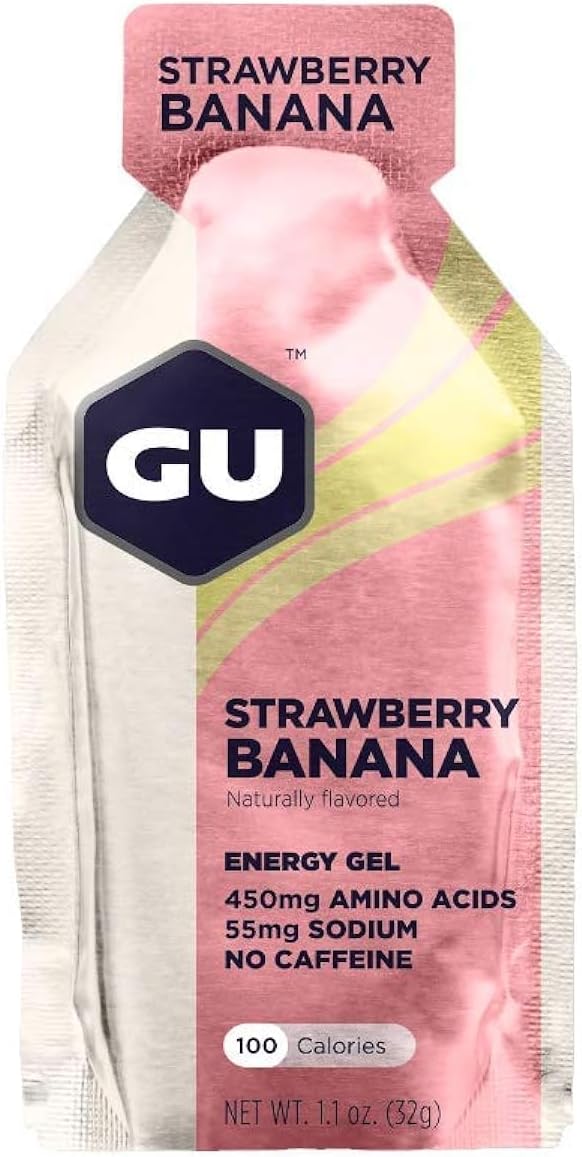 GU ENERGY 原廠運動營養能量凝膠,香草豆味,24 粒 & 原廠運動營養能量凝膠,草莓香蕉味,24 粒裝