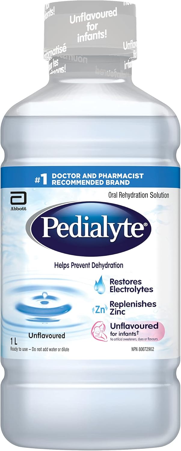 Pedialyte Electrolyte Oral Rehydration Solution, Unflavoured, 1-L Bottle
