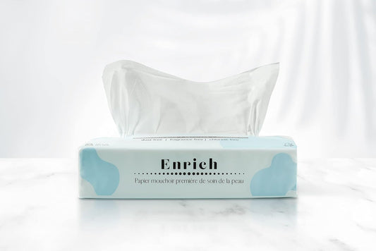 The Nice Bum Enrich Tissues Family Pack | Premium Skincare Facial Tissue | Non-GMO & Vegan | Dust, Fragrance, and Chlorine-Free | Ultra-Strong 3-Ply | 120 Tissues Per Pack