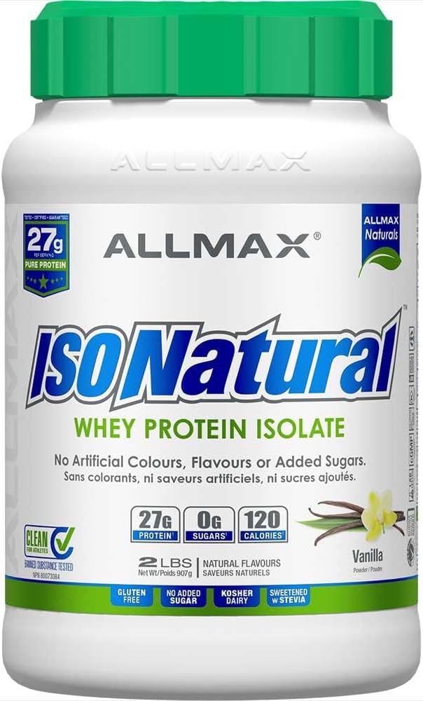 ALLMAX Naturals ISONATURAL - 100% 超纯天然乳清分离蛋白 - 香草味 - 2 磅