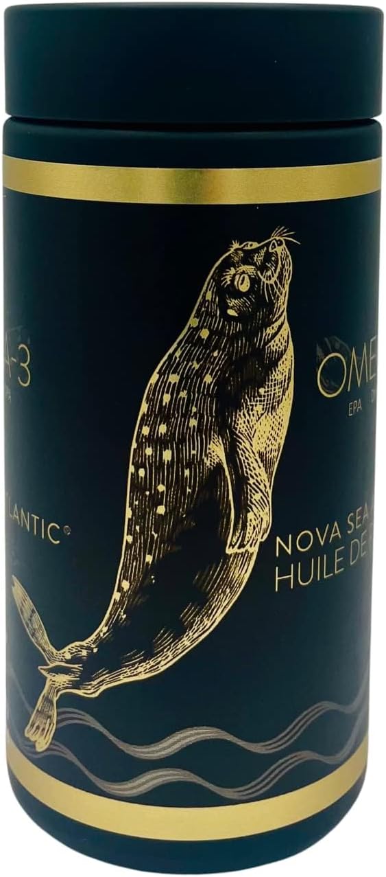 Easy to Swallow Harp Seal Oil Omega 3 6 9 by Nova Sea Atlantic | Made in Canada | Rich Source of EPA, DHA, & DPA for Good Health | 100% Natural Chemical-Free, Non-GMO | 500mg - 120 Softgels(1 Pack)